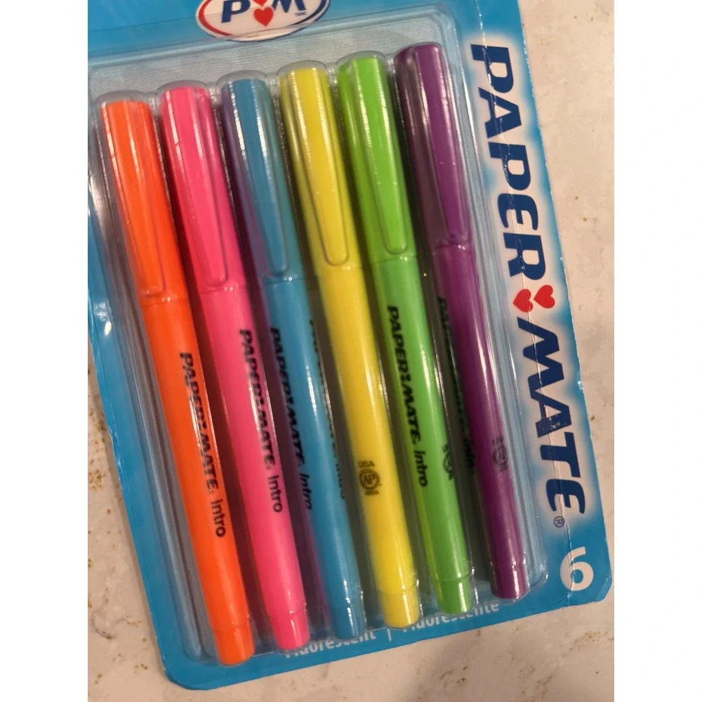 Paper Mate Intro Highlighters 6 Count Neon Chisel Tip Assorted Colors 22776‎